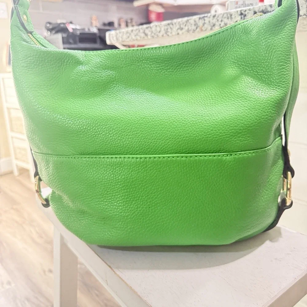 MK Michael Kors Fulton Large Green Soft Palm Leather Hobo Shoulder Bag Purse